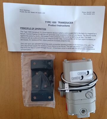 Marsh Bellofram Precision Controls 961-111-000 Transducer, Electro-Pneumatic, Type I/P, 4-20mA, 3-120 Psi, Extended Range